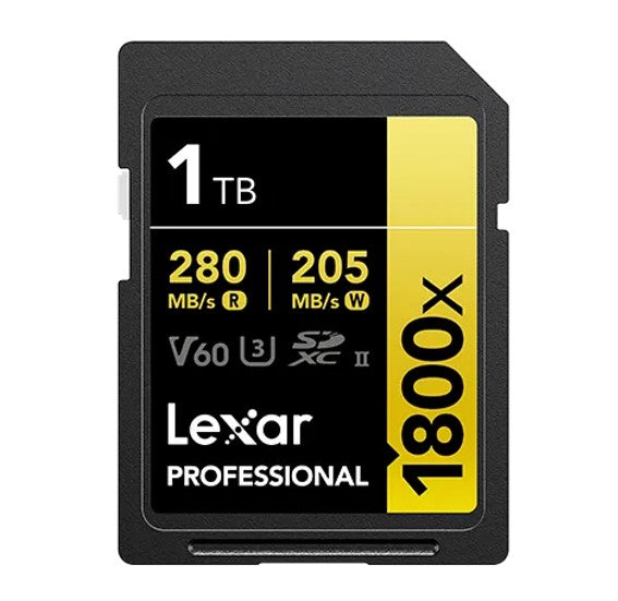 Lexar 1TB 1800x Pro SDXC UHS-II Gold Card for 4K Video & DSLR