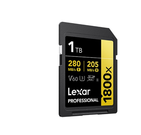 Lexar 1TB 1800x Pro SDXC UHS-II Gold Card for 4K Video & DSLR