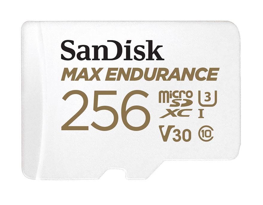 SanDisk Max Endurance 256GB microSD 100MB/s 40MB/s 20K hrs 4K UHD C10 U3 V30 -40°C to 85°C Heat Free - SDSQQVR-256G-GN6IA