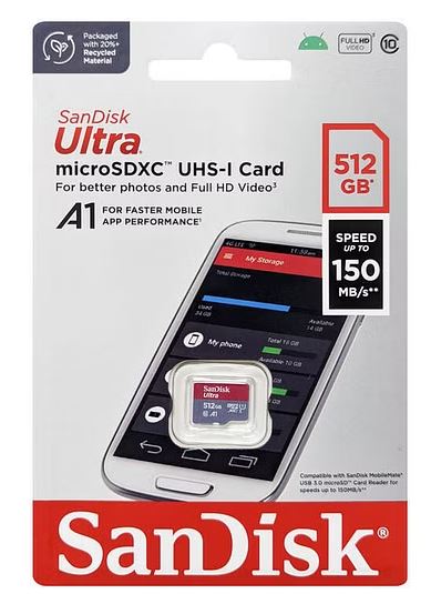 SanDisk 512GB Ultra MicroSDXC Card - 150MB/s - Android & Full HD Video