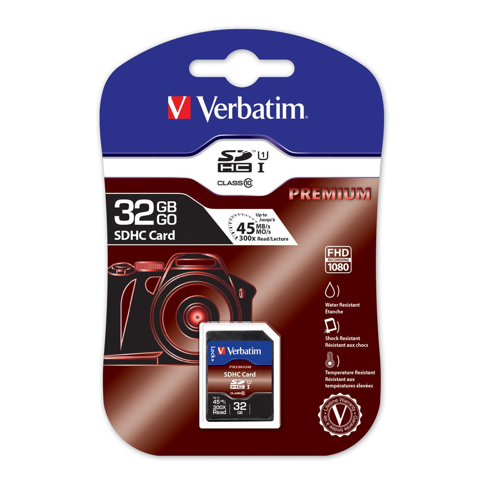 Verbatim SDHC Class 10 Card - Fast Memory for Cameras & HD Video 