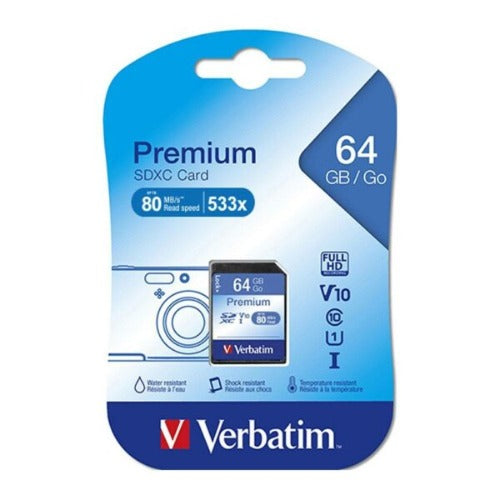 Verbatim 64GB SDXC Card | Fast Class 10 UHS-I | Up to 45MB/s Read 