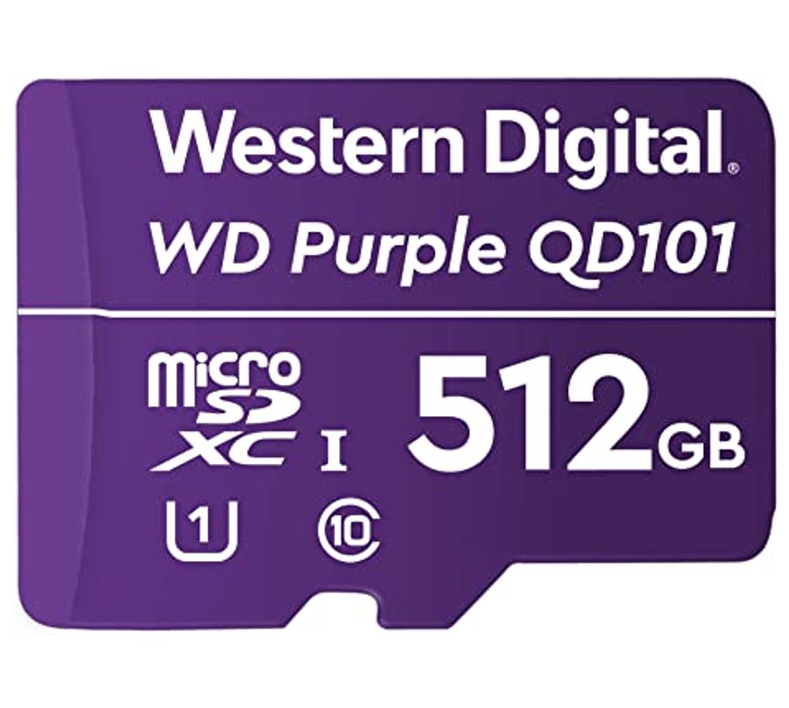 WD Purple 512GB MicroSDXC Card for 24/7 Surveillance & Dash Cams