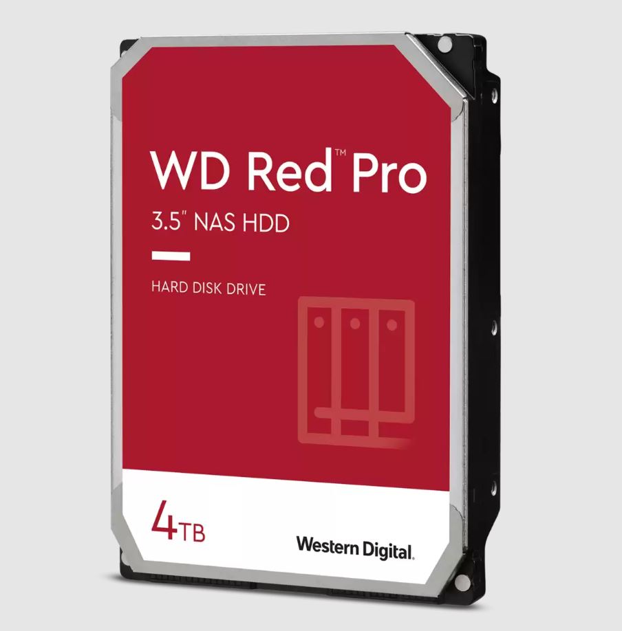 Western Digital WD Red Pro 4TB 3.5' NAS Hard Drive, SATA 6 Gb/s, ITR 267 MB/s, 7200RPM, 256MB Cache, CMR Tech