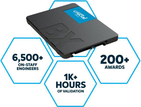 Micron (Crucial)-P Crucial BX500 1TB 2.5' SATA3 6Gb/s SSD - 3D NAND 540/500MB/s 7mm 1.5 mil MTBF 3yr wty Acron