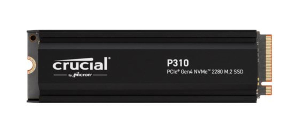 Crucial P310 4TB Gen4 2280 NVMe SSD Heatsink 7100/6000 MB/s R/W 800TBW 1000K/1000K IOPS 1.5M hrs MTTF Full-Drive Encryption M.2 PCIe4 5yrs 