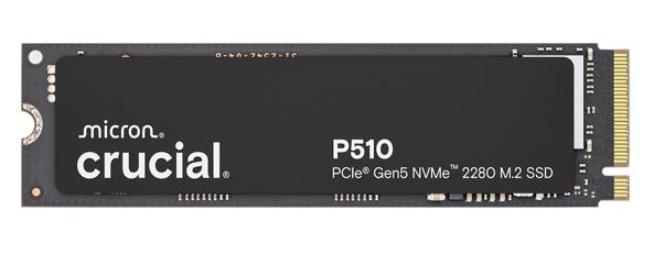 Micron (Crucial)-P Crucial P510 2TB Gen5 2280 NVMe M.2 SSD 10,000 / 8,700 MB/s R/W 1200TBW 1.4M IOPS 1.5M hrs