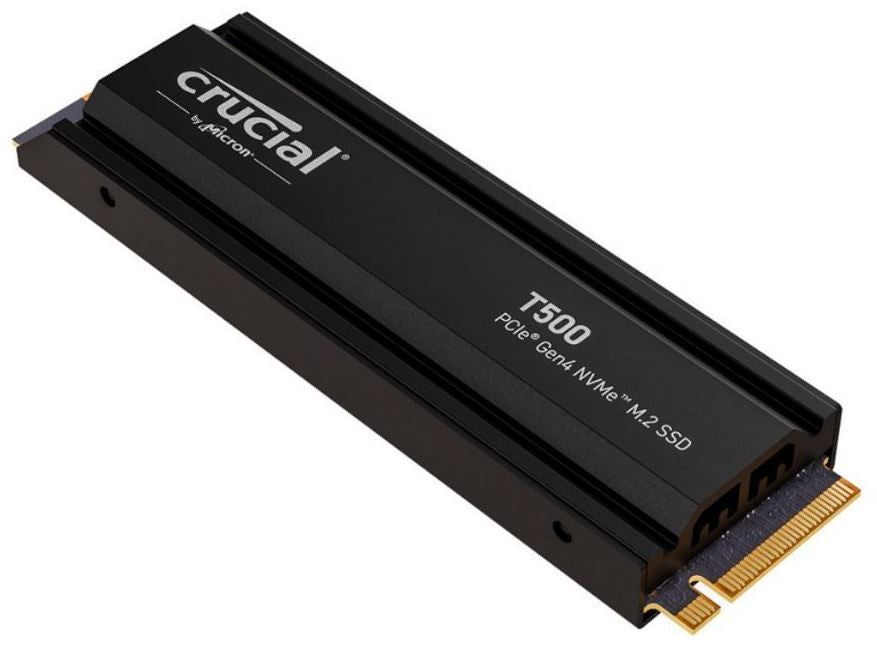 Micron (Crucial)-P Crucial T500 1TB Gen4 NVMe SSD w Heatsink - 7300/6800 MB/s R/W 600TBW 1440K IOPs 1.5M hrs M