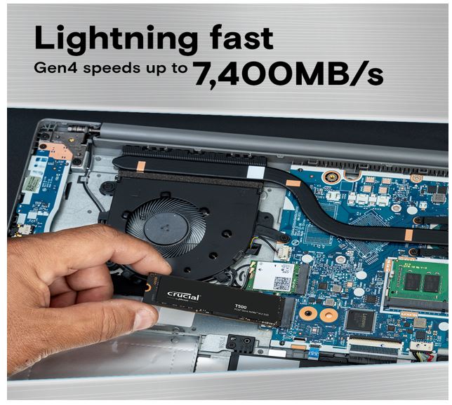 Crucial T500 2TB Gen4 NVMe SSD - Fast Gaming & PC Upgrade