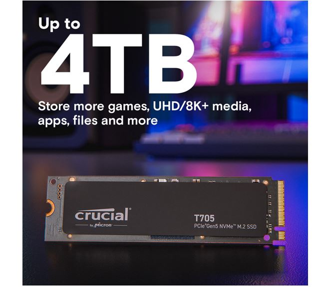 Crucial T705 2TB Gen5 NVMe SSD | Ultra-Fast 14500MB/s PCIe 5.0 Storage