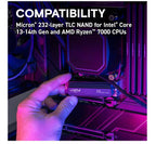 Crucial T705 4TB Gen5 NVMe SSD Heatsink - Ultra-Fast PCIe 5.0