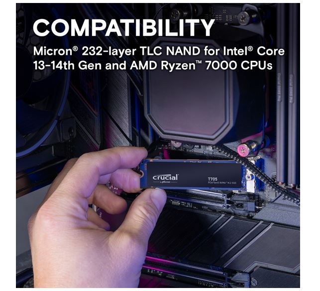 Crucial T705 4TB Gen5 NVMe SSD - Ultra-Fast PCIe 5.0 for Gaming & Work