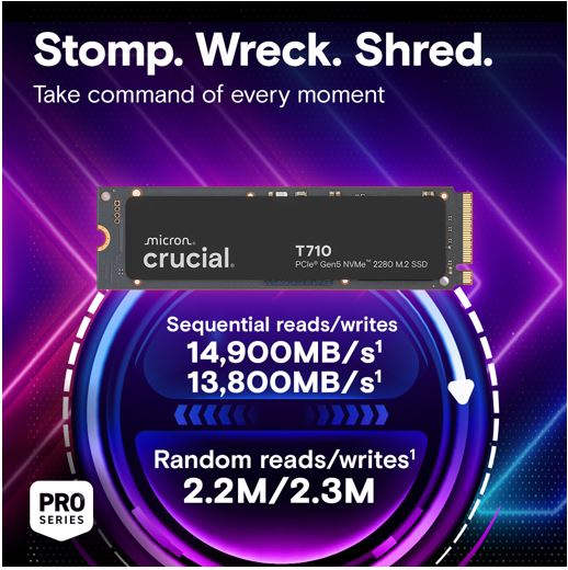 Crucial T710 4TB PCIe Gen5 NVMe SSD | Ultra-Fast PC & Gaming Storage