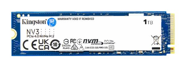 Kingston SNV3S NV3 1TB PCle 4.0x4 NVMe M.2 2280 SSD 6000/4000MB/s compaitible Notebook and SFF 5Y Limited SNV3