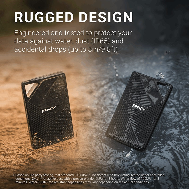PNY RP60 2TB Portable SSD - Rugged, Fast USB-C External Drive