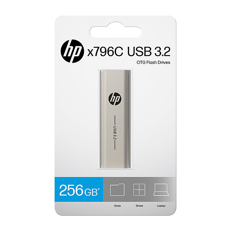 HP X796C 256GB USB 3.2 Flash Drive - Dual USB-A & USB-C - Light Gold HP