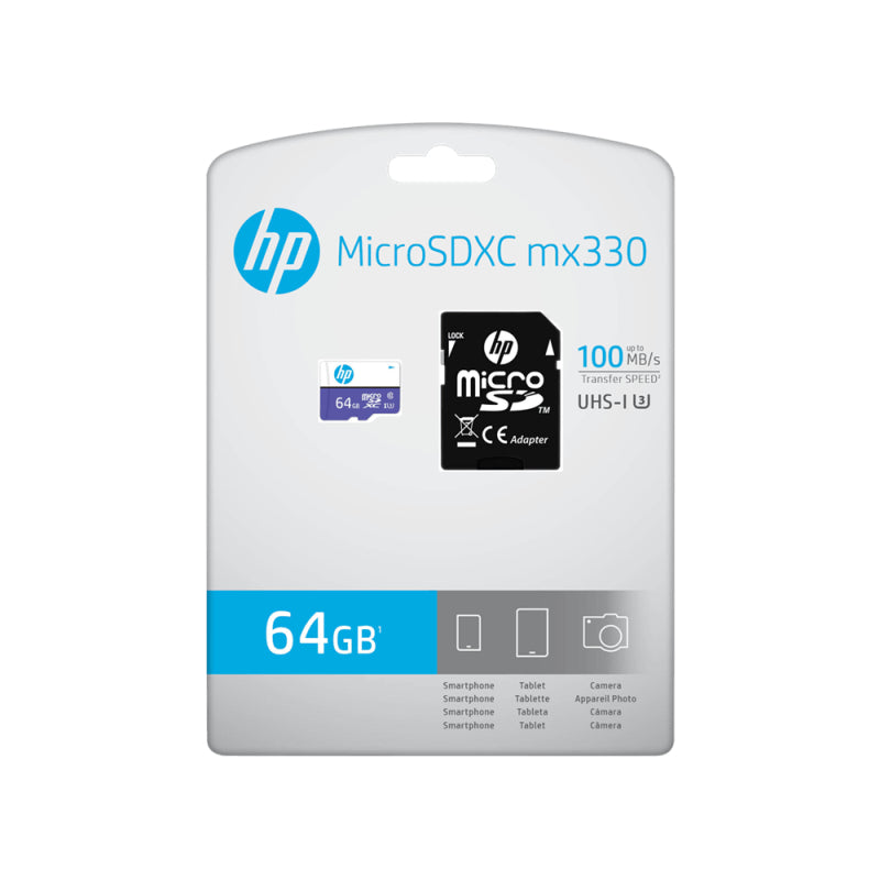 HP mx330 U3 MicroSD Card + Adapter for 4K & Full HD Devices HP