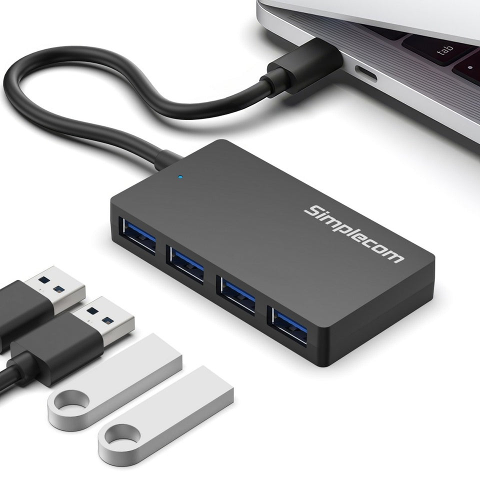 Simplecom CH350 USB-C to 4-Port USB 3.0 Hub | 5Gbps SuperSpeed Simplecom