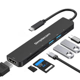 Simplecom 7-in-1 USB-C Hub: HDMI 4K, PD 100W & Card Reader Simplecom