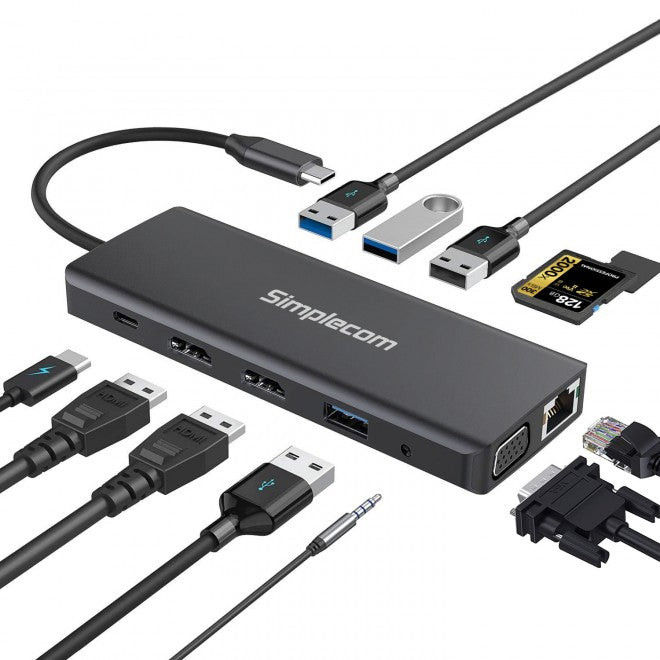 Simplecom CHN612 12-in-1 USB-C Triple Display Docking Station Simplecom