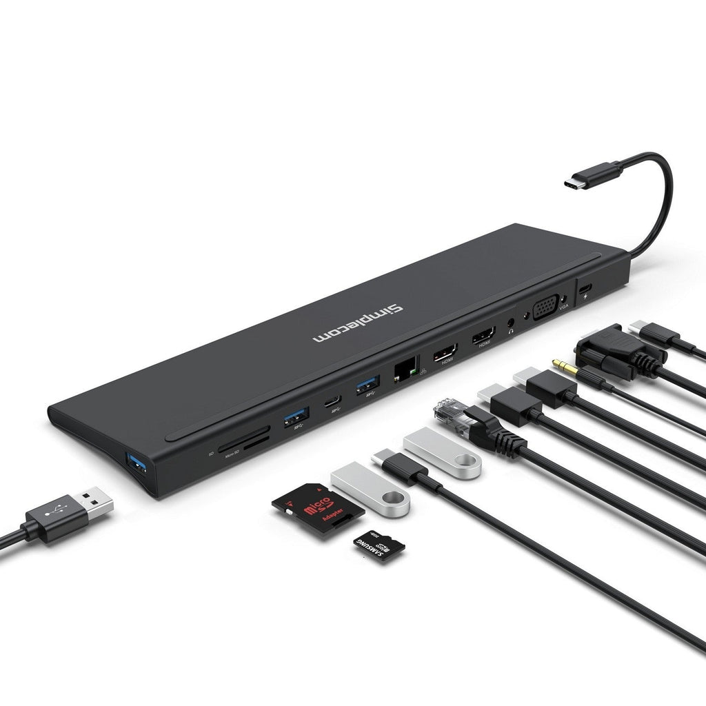 Simplecom CHN622 12-in-1 USB-C Docking Station & Laptop Stand | Triple Display Simplecom