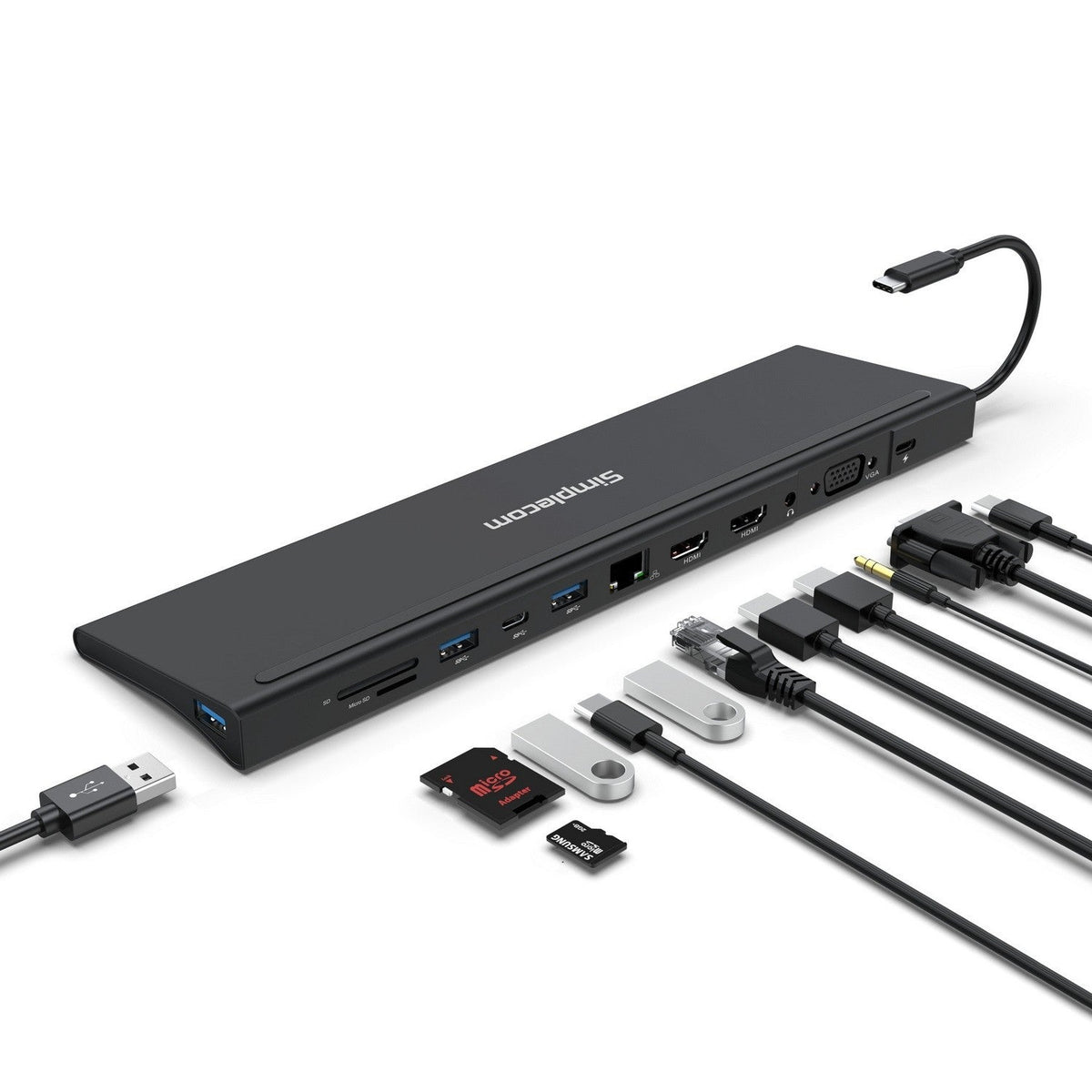 Simplecom CHN622 12-in-1 USB-C Docking Station & Laptop Stand | Triple Display Simplecom