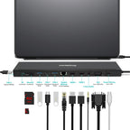 Simplecom CHN622 12-in-1 USB-C Docking Station & Laptop Stand | Triple Display Simplecom