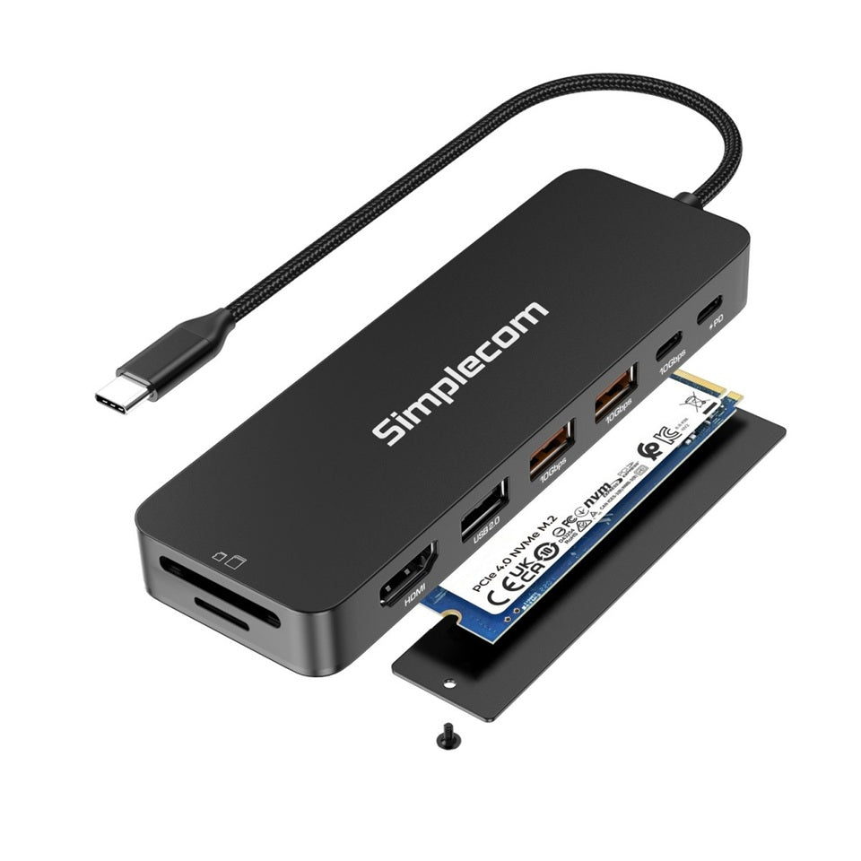 Simplecom 9-in-1 USB-C Dock & NVMe SSD Hub | 4K HDMI, 100W PD Simplecom