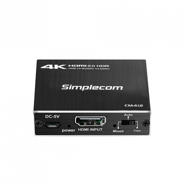 Simplecom HDMI 2.0 1x2 Splitter 4K@60Hz HDR10 - Duplicate HDMI Signal Simplecom