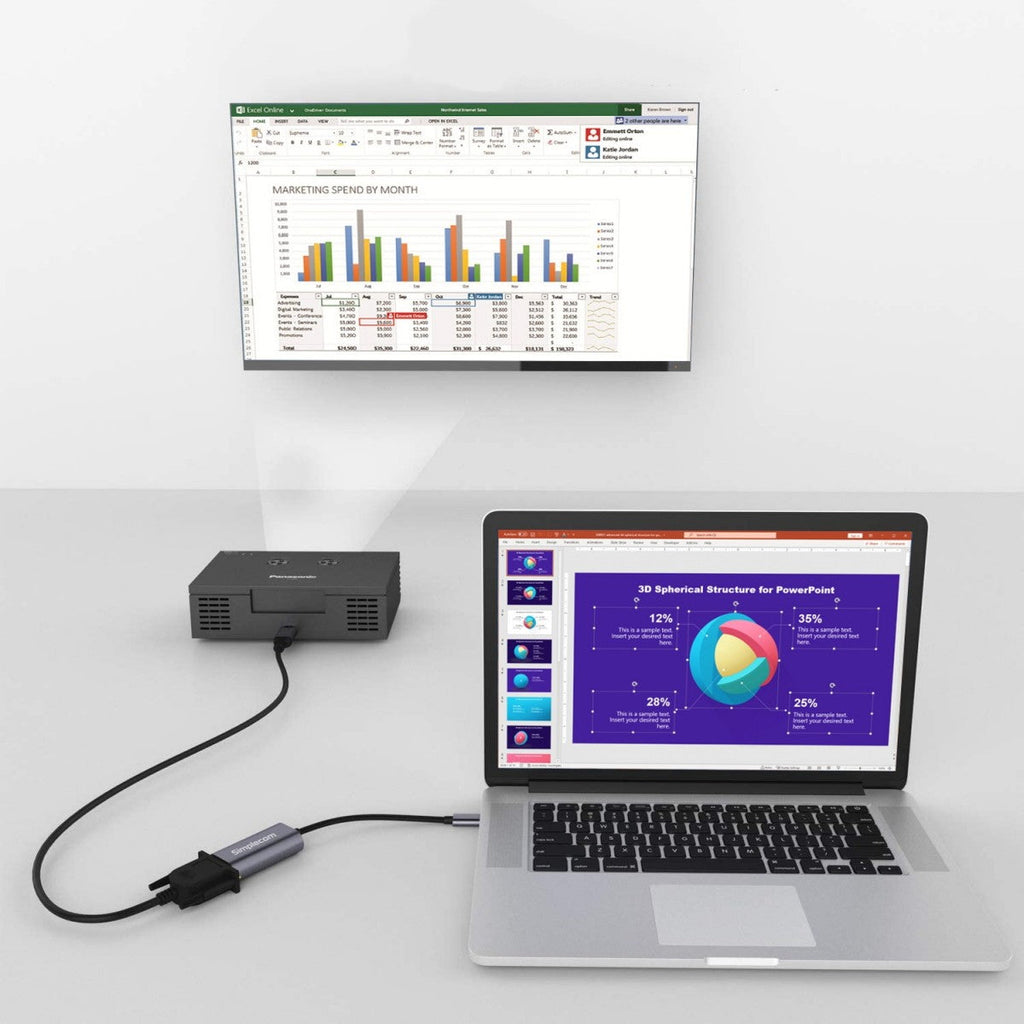 USB-C to VGA Adapter | Connect Laptops & Phones to Monitors/Projectors Simplecom