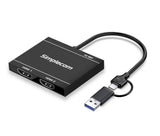 Simplecom DA327 USB 3.0 or USB-C to Dual HDMI Display Adapter for 2x 1080p Extended Screens - DA327