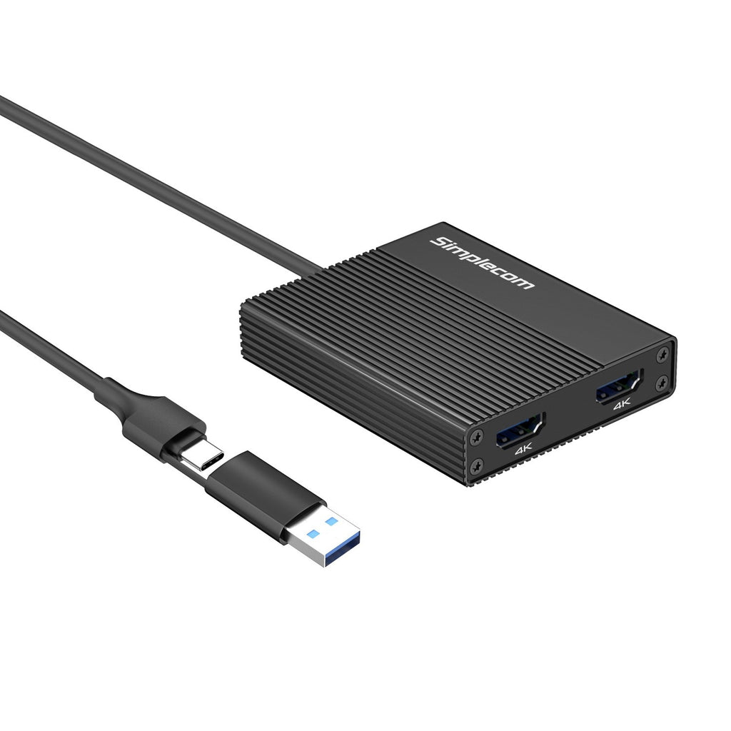Simplecom Dual 4K HDMI Adapter - USB-C & USB-A for 2 Screens Simplecom
