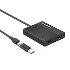 Simplecom Dual 4K HDMI Adapter - USB-C & USB-A for 2 Screens Simplecom