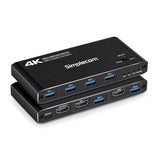 Simplecom KM420 2-Port HDMI KVM Switch for 2 PCs | 4K 60Hz & 4-Port USB 3.0 Hub Simplecom