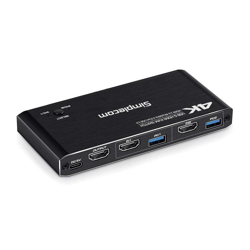 Simplecom KM420 2-Port HDMI KVM Switch for 2 PCs | 4K 60Hz & 4-Port USB 3.0 Hub Simplecom