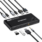 Simplecom KM470 2-Port USB-C KVM Switch 8K HDMI 2.1 DP Docking Station Simplecom