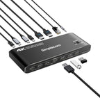 Simplecom KM590 USB-C KVM Switch - Dual 4K HDMI Dock for 2 Laptops Simplecom