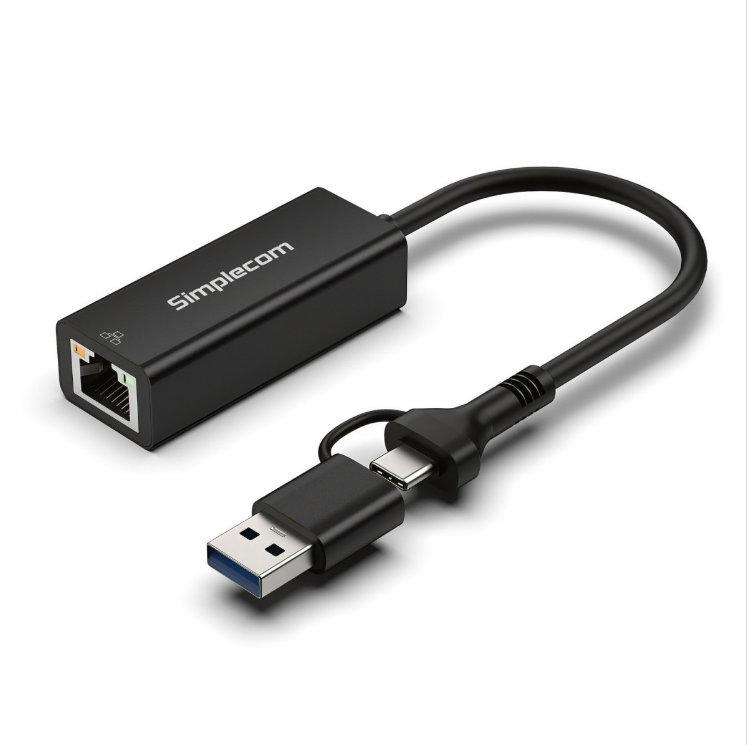 Simplecom NU315C 2-in-1 USB-C/A Gigabit Ethernet Adapter