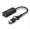 Simplecom NU315C 2-in-1 USB-C/A Gigabit Ethernet Adapter
