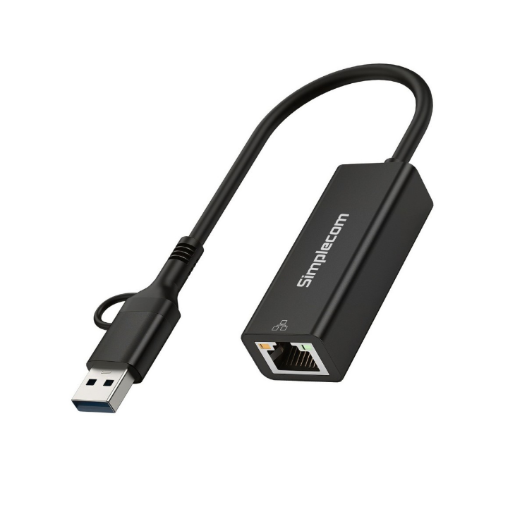 Simplecom NU315C 2-in-1 USB-C/A Gigabit Ethernet Adapter
