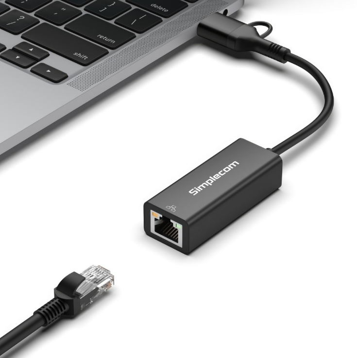 Simplecom NU315C 2-in-1 USB-C/A Gigabit Ethernet Adapter