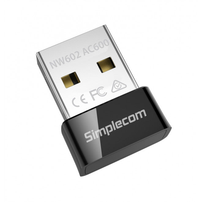 Simplecom NW602 AC600 Dual Band Nano USB WiFi Adapter | Fast Internet for PC