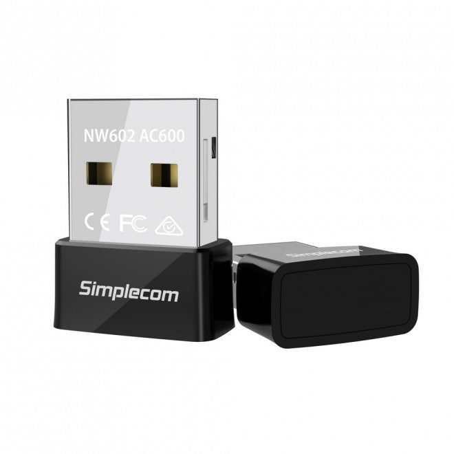 Simplecom NW602 AC600 Dual Band Nano USB WiFi Adapter | Fast Internet for PC