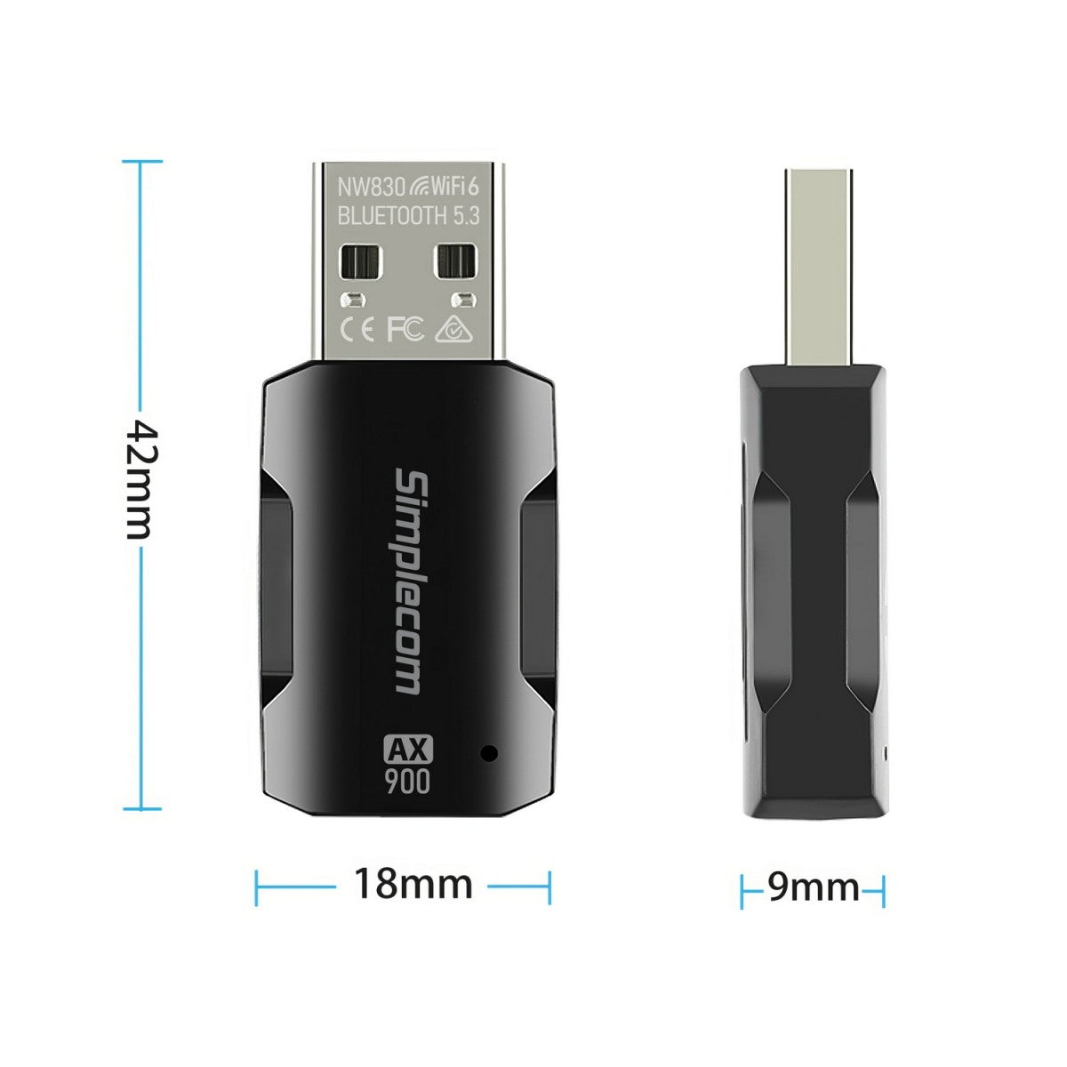 Simplecom Wi-Fi 6 and Bluetooth 5.3 Combo USB Adapter Dual Band AX900 - Simplecom NW830