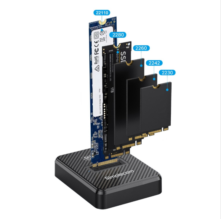 Simplecom SD511 M.2 SSD Dock | NVMe & SATA | USB 3.2 Gen 2 | 10Gbps Simplecom