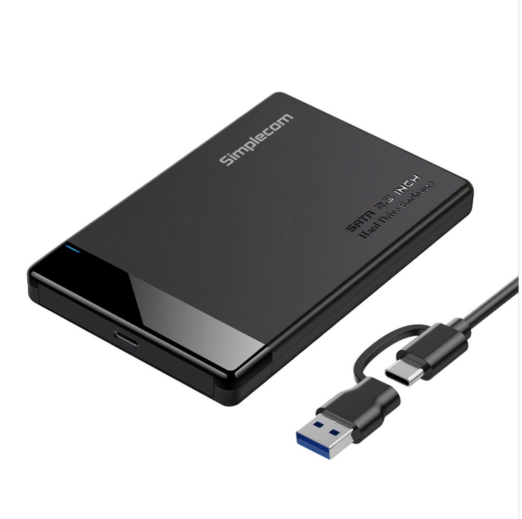 Simplecom Tool-free 2.5' SATA HDD SSD to USB-C Enclosure USB 3.2 Gen 1 Compatible with 7mm and - Simplecom SE109