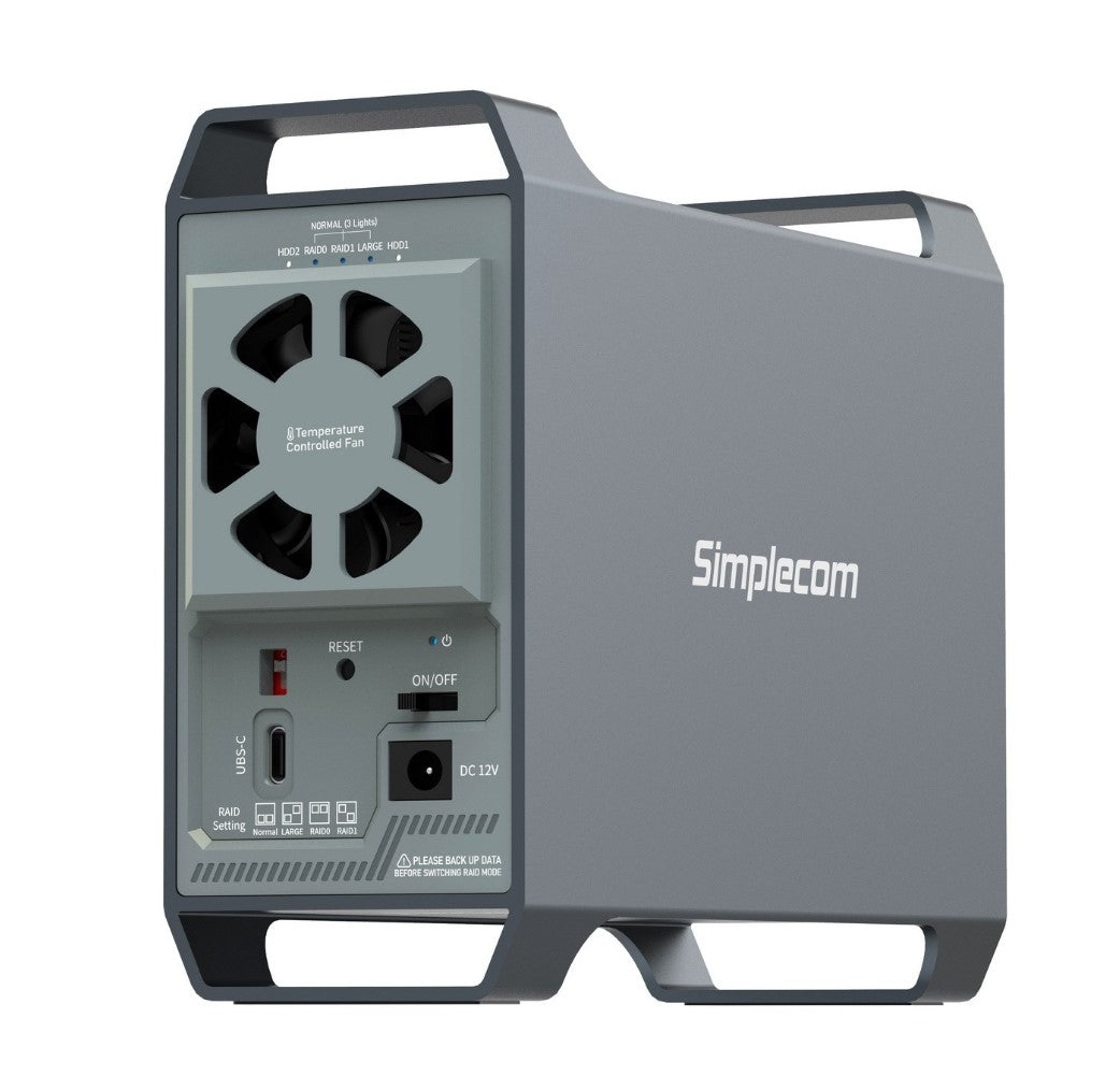 Simplecom SE482 USB-C Dual 3.5 HDD RAID Enclosure | External Storage Hub Simplecom