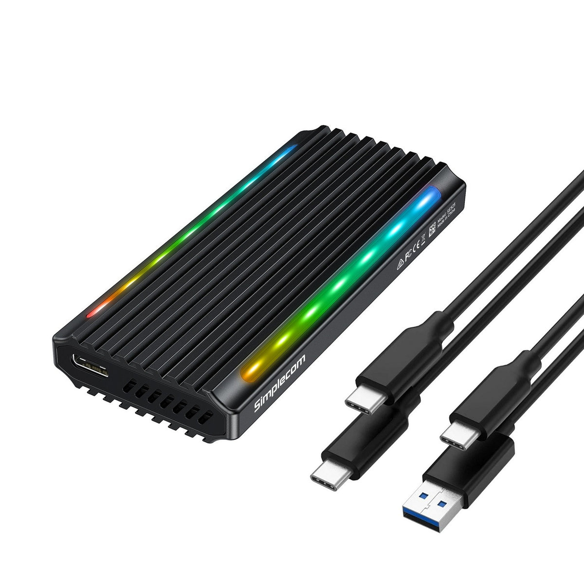 Simplecom NVMe / SATA M.2 SSD USB-C Enclosure with RGB Light USB 3.2 Gen 2 10Gbps - Simplecom SE525