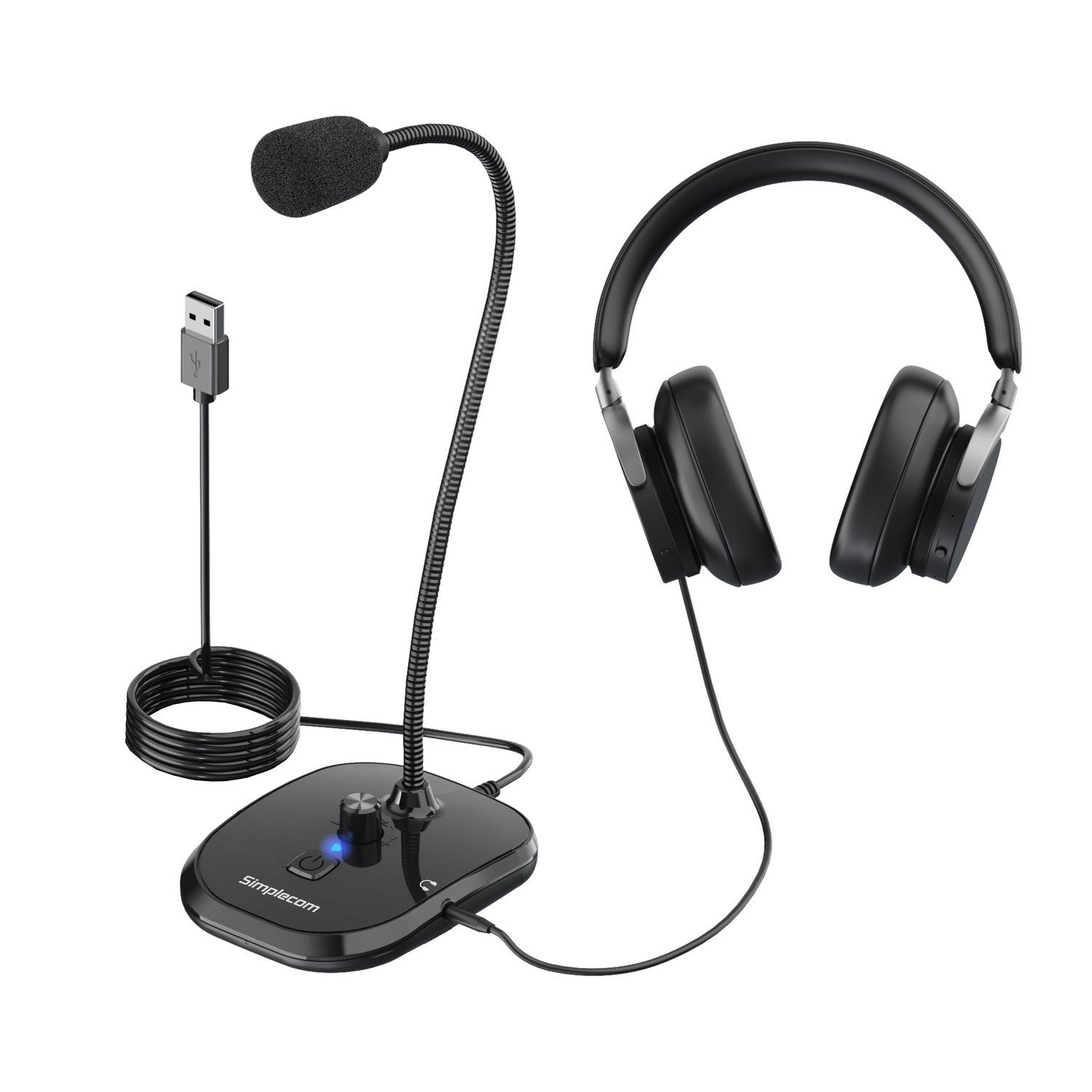 Simplecom UM360 USB Desktop Microphone with Headphone Jack Simplecom