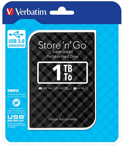 Verbatim Store'n'Go 1TB USB 3.0 Portable External Hard Drive - Black Verbatim